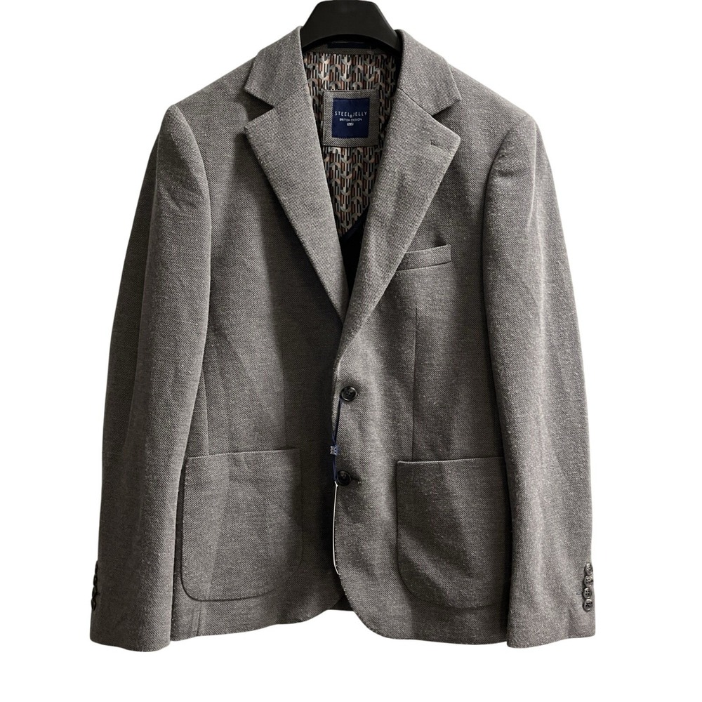 Steel & Jelly Blazer Mens US 40 Gray‎ Textured Sports Coat Jacket Office Career
